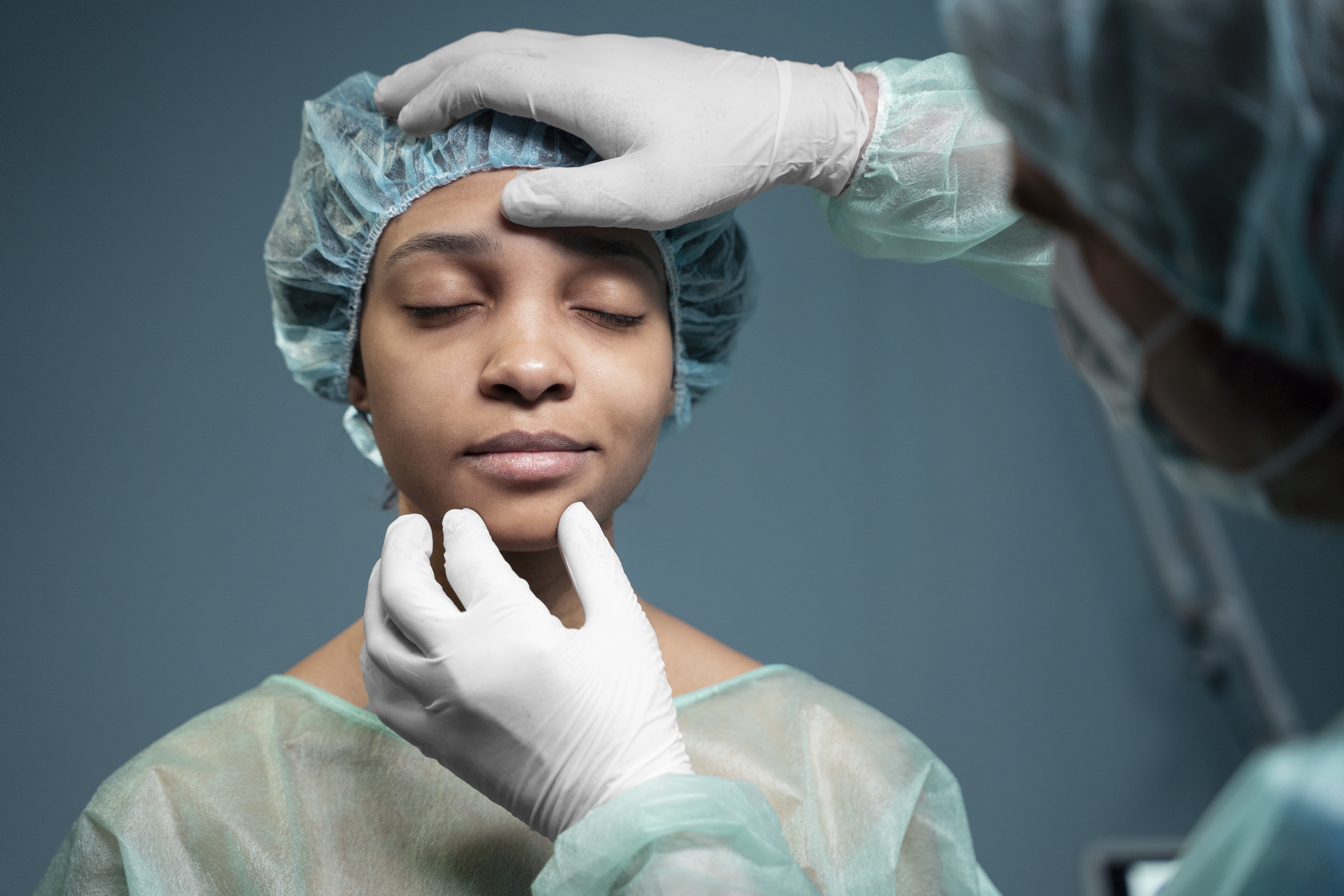 Woman in patient wear